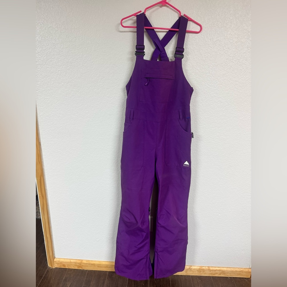 Women's Burton Avalon 2L Stretch Snowboard Bib Pants Large Purple